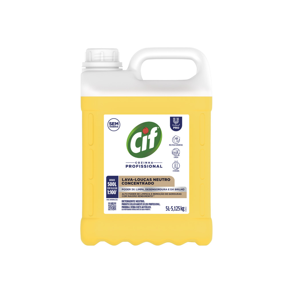 Lava-Louças Neutro Concentrado Profissional Sem Perfume 5L Cif