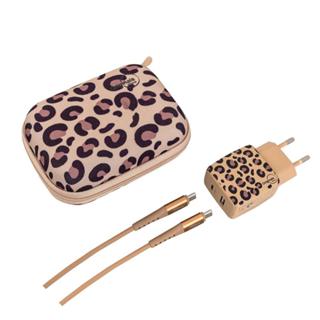 Kit Viagem Animal Print Onça USB-C 30W Originais iPlace com Carregador e Cabo em Oferta na Shopee
