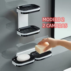Saboneteira Simples ou Duas Camadas Caixa De Sabão Para Banheiro Com Suporte Favourite