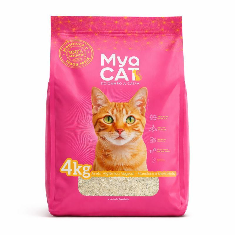 Granulado Higiênico de mandioca para gatos Mya Cat 4 kg, leve, super absorvente, forma torrão  firme em Oferta na Shopee