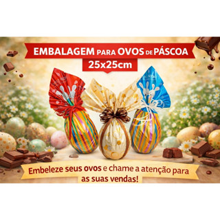 Embalagem Decorativa 25x25  para Ovos de Páscoa de 100g a 150 g em Oferta na Shopee