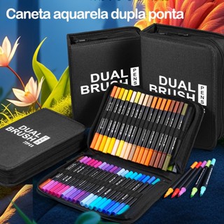 Papelaria Diferente Kit Caneta Dual pen  168 Cores - Pronta Entrega Marcador Profissional Lettering Canetinha em Oferta na Shopee