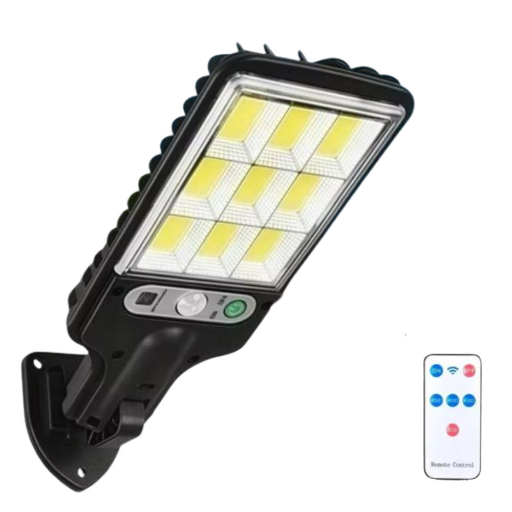 Luminária Solar Parede 108 COB Carregar LED Luz Branco frio Prova D'Água Sensor Presença 3 funções