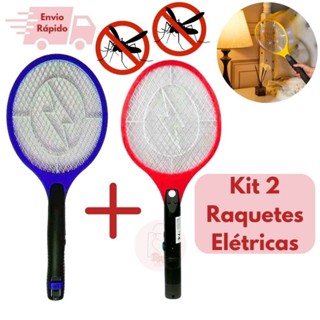 Kit 1/2 Raquetes Elétricas Mata Mosquito Pernilongo - Recarregável e Bivolt 110/220 - Acaba com Pernilongos e Moscas em Oferta na Shopee