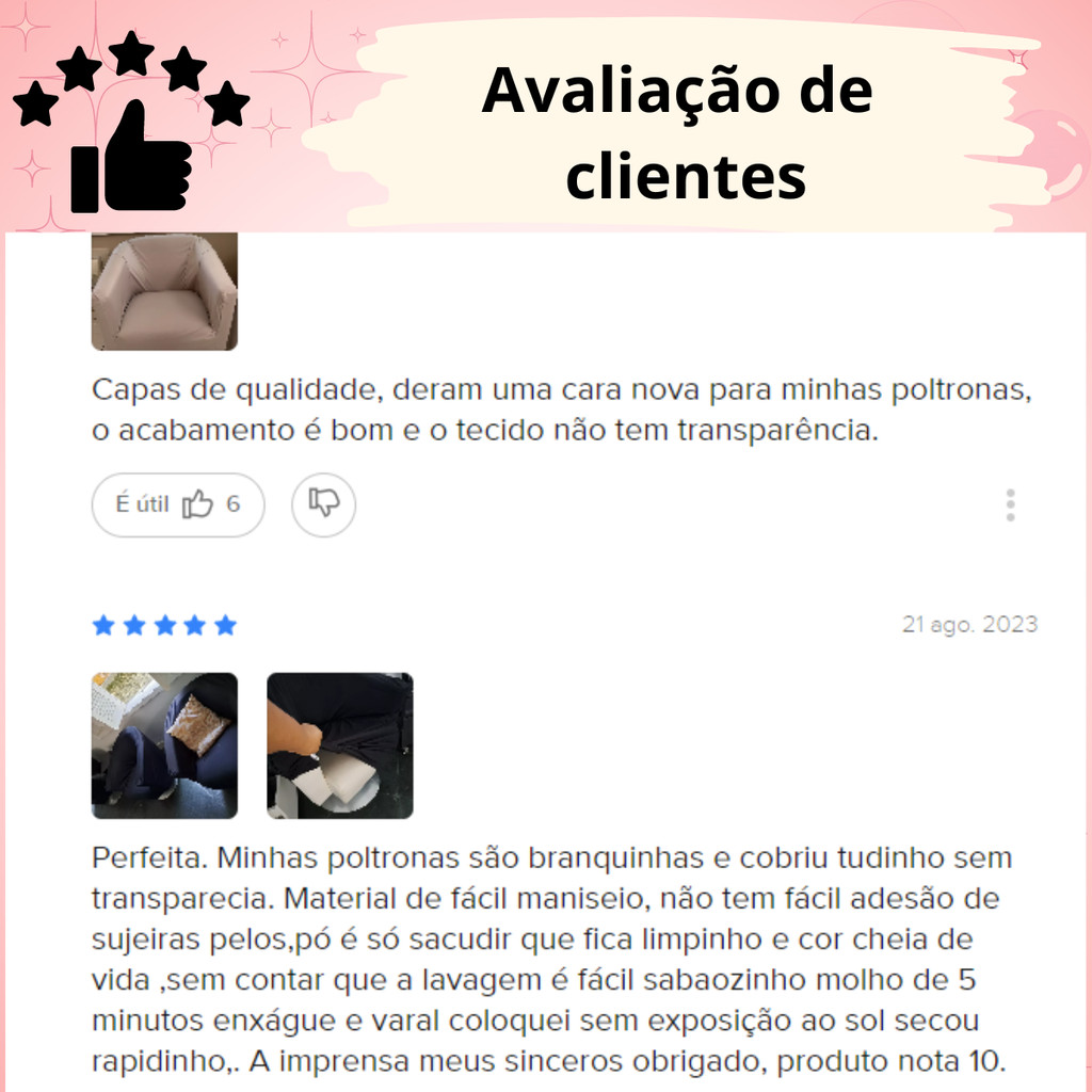 Conjunto Capa de Poltrona Ferradura 2 capa 1 lugar e 1 capa de 2 lugares — imagem 2 de 2