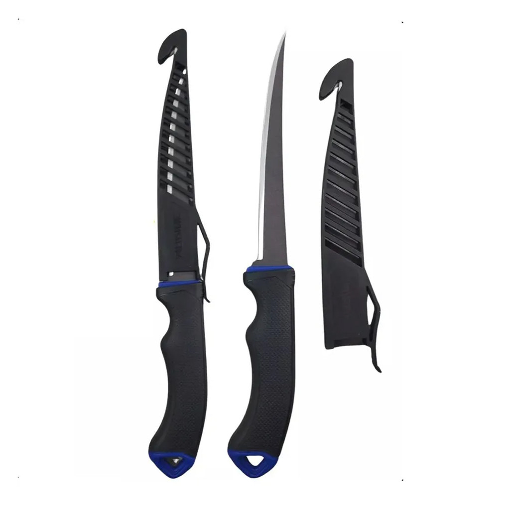 Faca Filetadeira Fileteira Fillet Marine Black 28cm com Bainha Faca para Filé Faca de Filetar Peixe