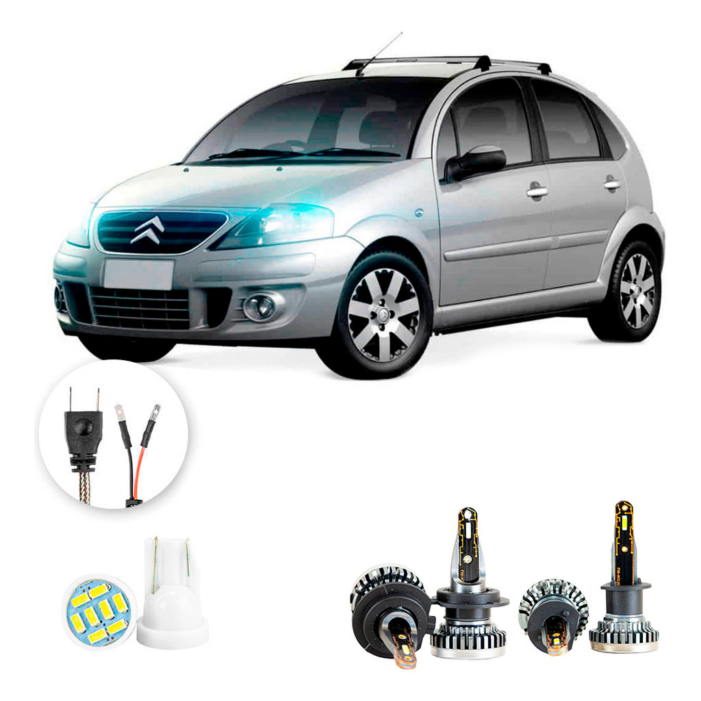 Kit Ultra Led Nano Citroen C3 Xtr 2009 A 2012 H1 H7 30000lm em Oferta na Shopee