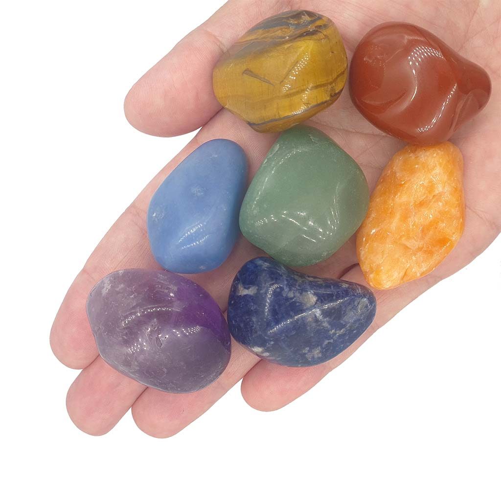 Kit dos 7 Chakras Pedras Roladas - Cristal Natural - Qual. A em Oferta na Shopee