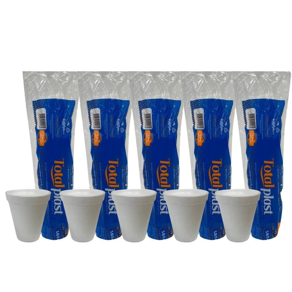 Kit com 5 Pacotes de Copo de Isopor 180ml Totalplast (20 unidades cada)