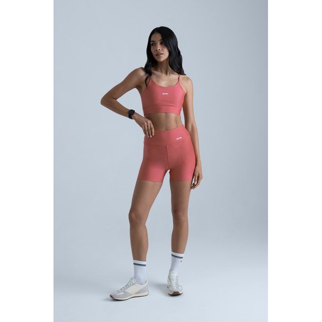 Imagem Conjunto Fitness Short PowerSlim +Top Alça Digital Goiaba Alta Compressão Proteção UV50+ Zero Transparência