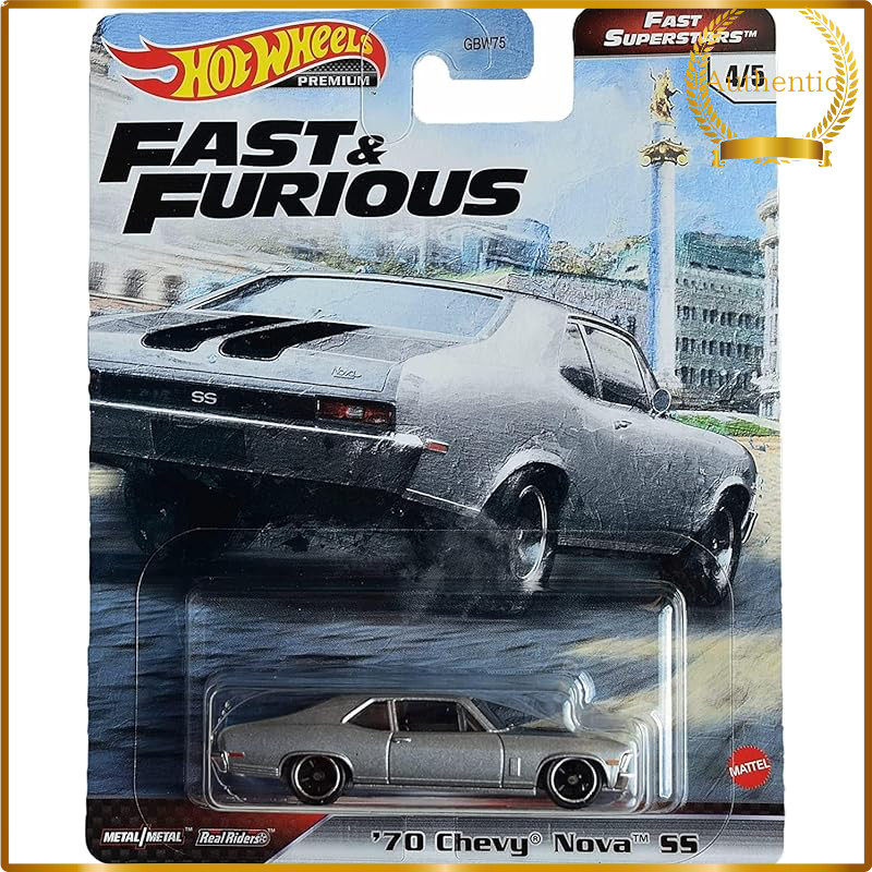 Hot Wheels Premium Fast & Furious Fast Superstars '70 Chevy Nova SS GRK50 Silver 1:64 Die-Cast Mini Car