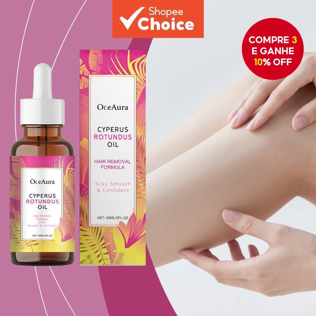  Óleo de Cuidados para Remoção de Pelos Naturais 60ml com Raiz de Cyperus Rotundus e Óleo de Folha de Tea Tree, Calmante