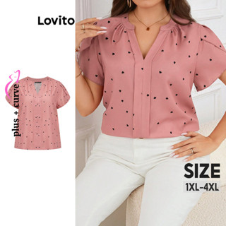 Lovito Blusa Curva Plus Size Elegante Blusa De Coração Em Formato De Coração Para Mulheres LBL18288 em Oferta na Shopee