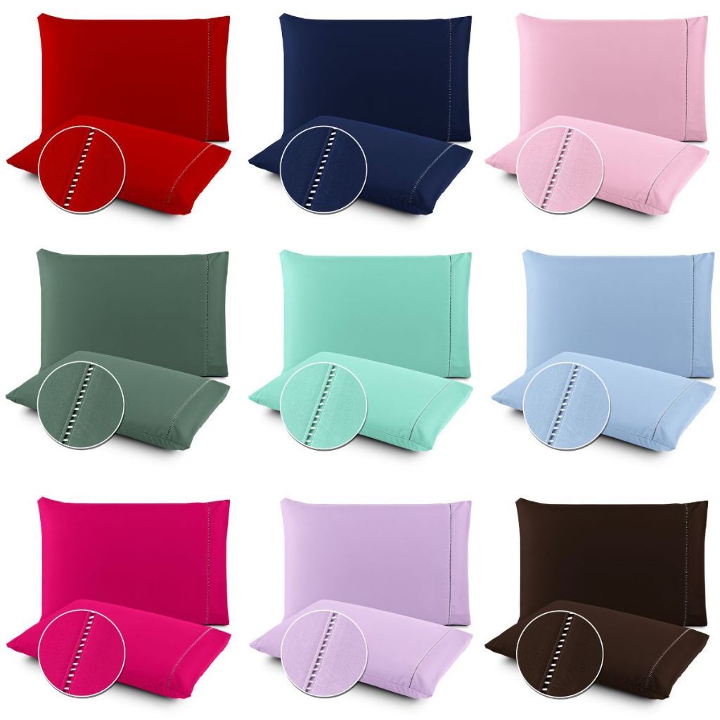 Par de Fronhas Avulsas em Tecido Micropercal 400 fios com Ponto Palito 50 x 70- CB em Oferta na Shopee