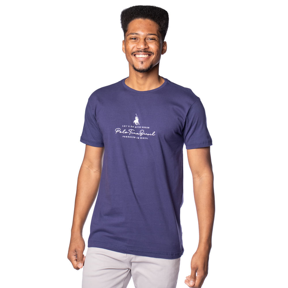 Camiseta Masculina Polo Team com Estampa Marinho em Oferta na Shopee