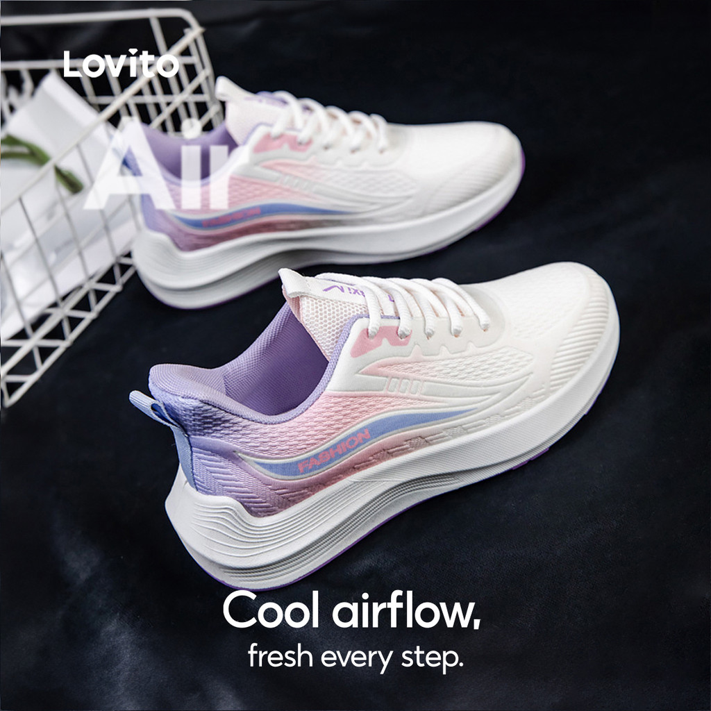 Lovito Tênis Casual Colorblock para Mulheres LFAS4024 em Oferta na Shopee