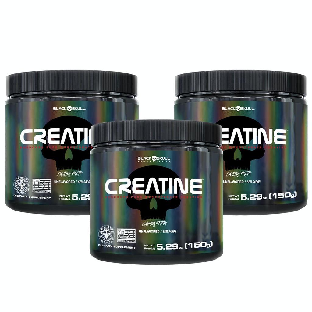 3x Creatine - Creatina Monohidratada - 150g - Black Skull em Oferta na Shopee