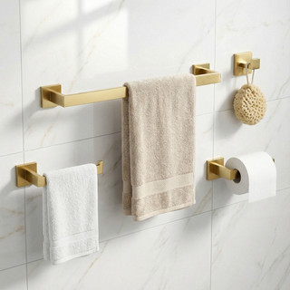 Kit 4 Acessórios Banheiro Inox Flat Lavabo Organizado e Fixação Sem Corrosão