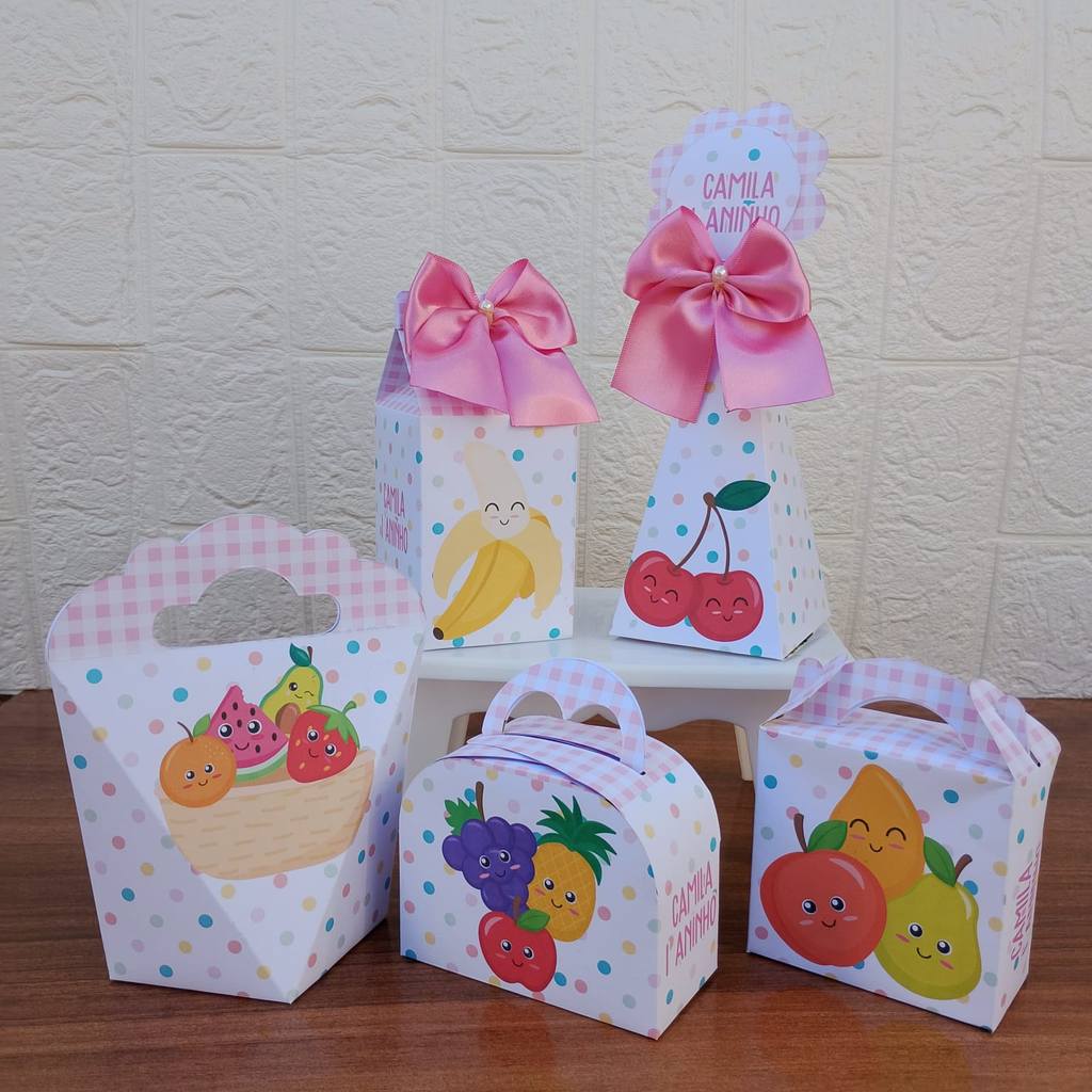 PEGUE E MONTE - Kit Festa Personalizados FRUTINHAS FRUTAS Lembrancinhas Caixinhas para Aniversário