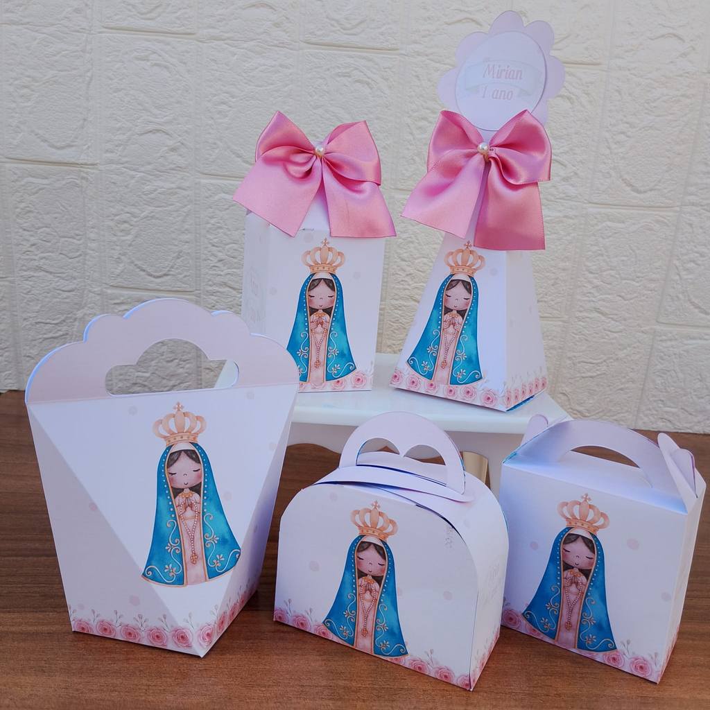 MONTE EM CASA - Kit Festa Personalizados NOSSA SENHORA APARECIDA  Lembrancinhas Caixinhas para Aniversário