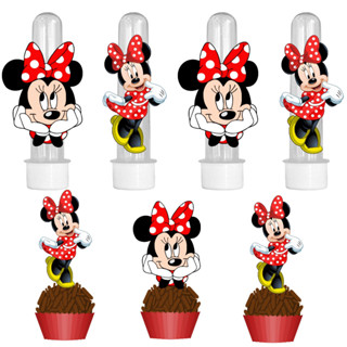 Kit Festa 20 Tubetes 3D + 30 Tag Doces Personalizado Lembrancinha Minnie Vermelha em Oferta na Shopee