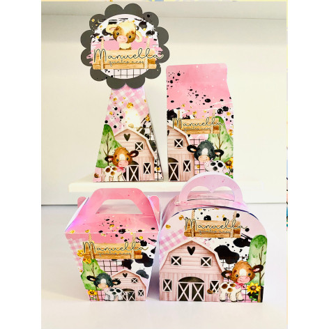 Kit Personalizados FAZENDINHA MENINA ROSA PEGUE E MONTE  Lembrancinhas para festa/Aniversário