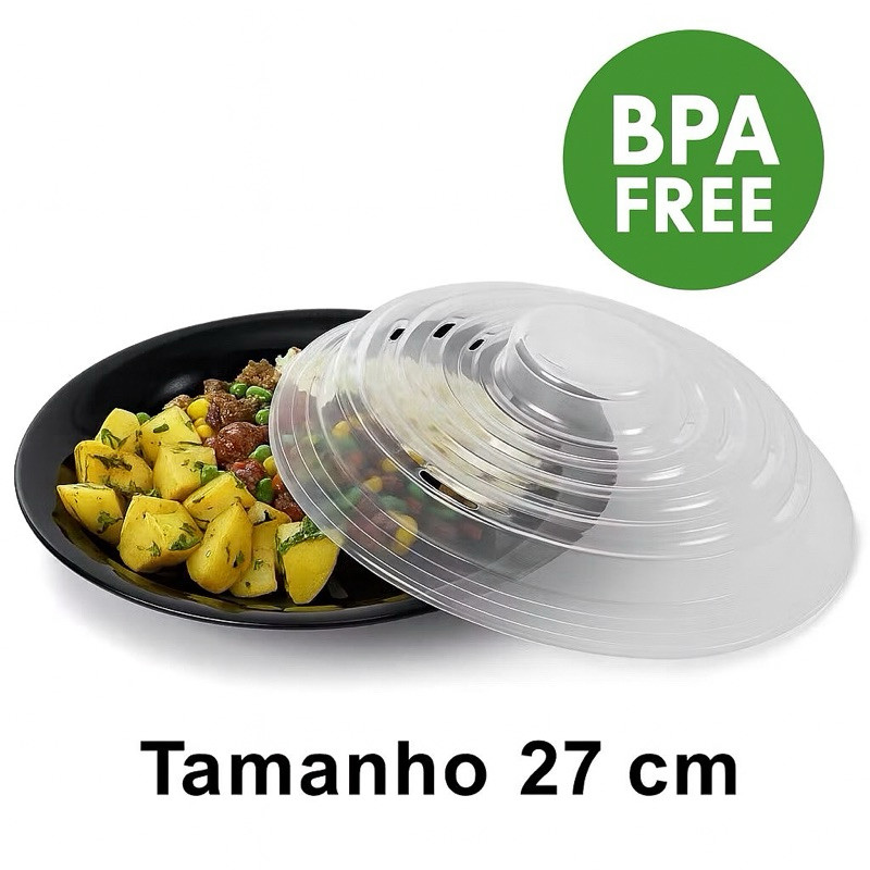 Tampa para Micro-ondas 27cm BPA FREE – Anti Respingos, Reutilizável e Resistente ao Calor