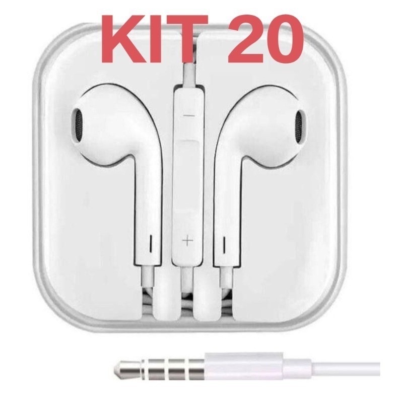 kit 20/10 Fone de Ouvido Com Fio P2 Universal Atacado Para Celular Android iPhone Som Estéreo em Oferta na Shopee
