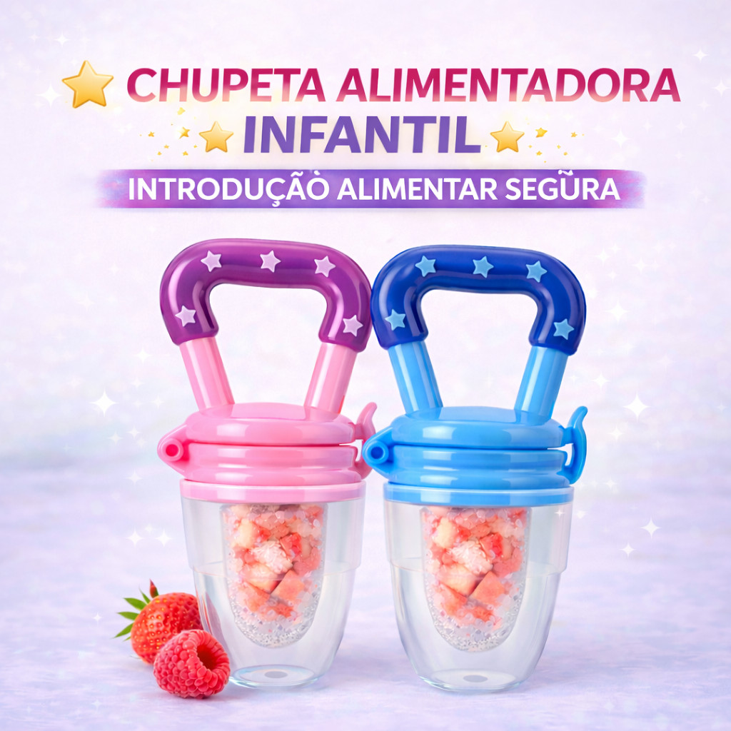 Chupeta Alimentadora Mordedor Bebe Porta Fruta De Silicone