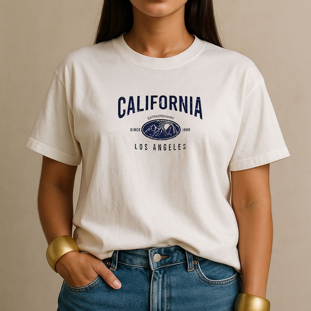 Camiseta Camisa Feminina Califórnia Estampada Versátil Fashion Moderna Blogueira Los Angeles Unissex