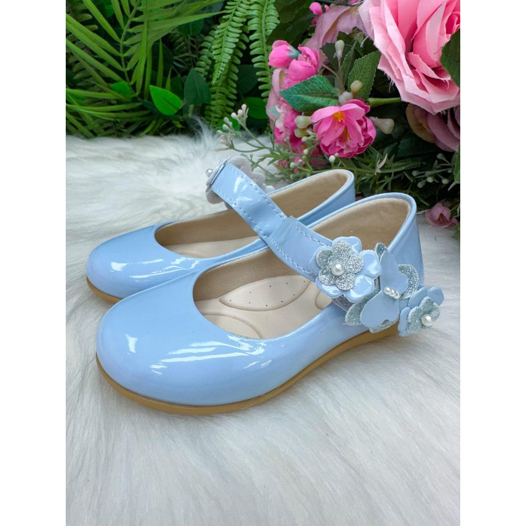 Sapatilha sapato de menina infantil sapato de menina social modelo boneca Azul Bebe