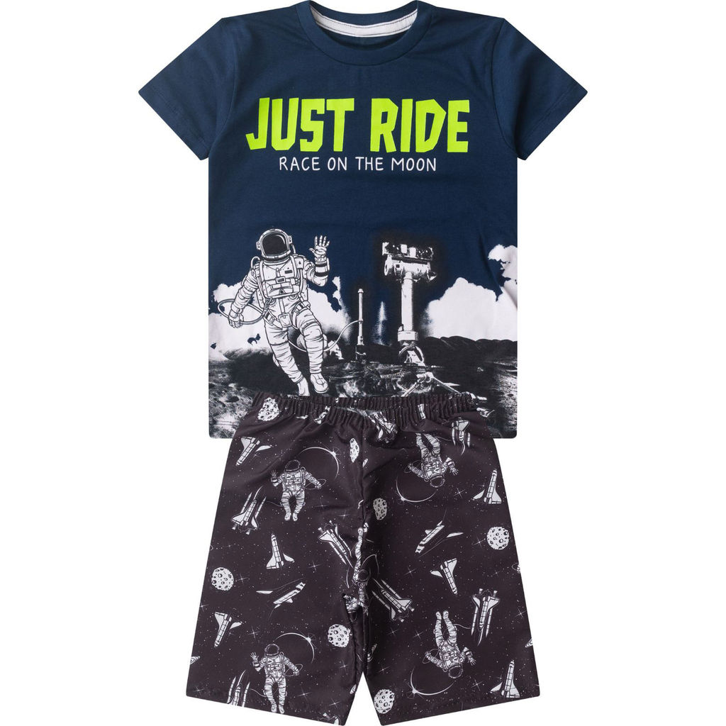 Conjunto Infantil Menino Curto Estampado Select Azul em Oferta na Shopee