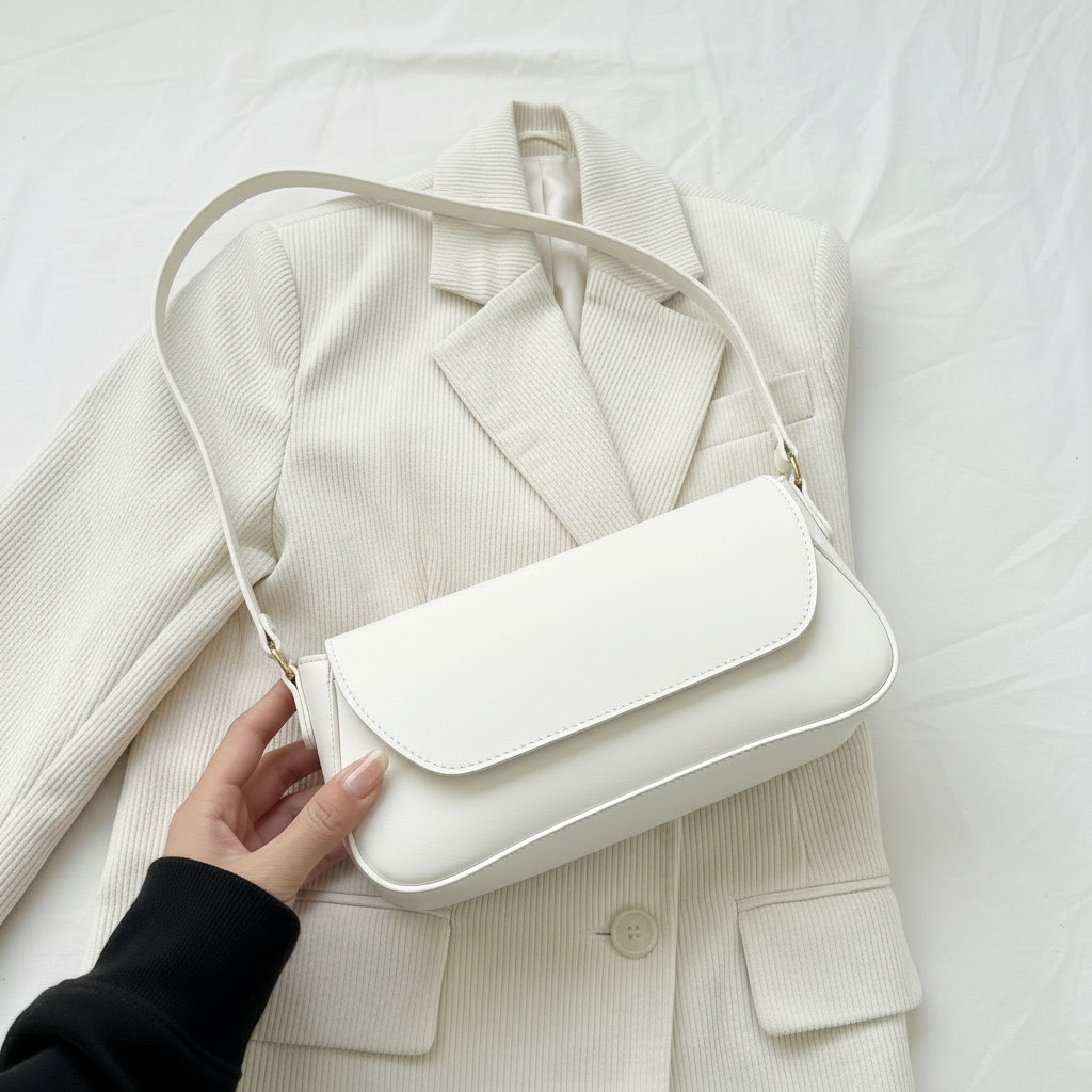 Bolsa Feminina Baguete Branca Alça De Ombro Fina Estilosa E Casual em Oferta na Shopee