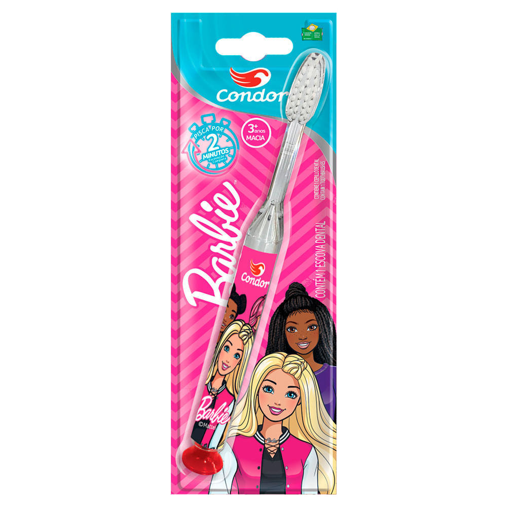 Escova Dental Infantil Condor Macia Barbie Led Pisca Por 2 Minutos +3 Anos em Oferta na Shopee