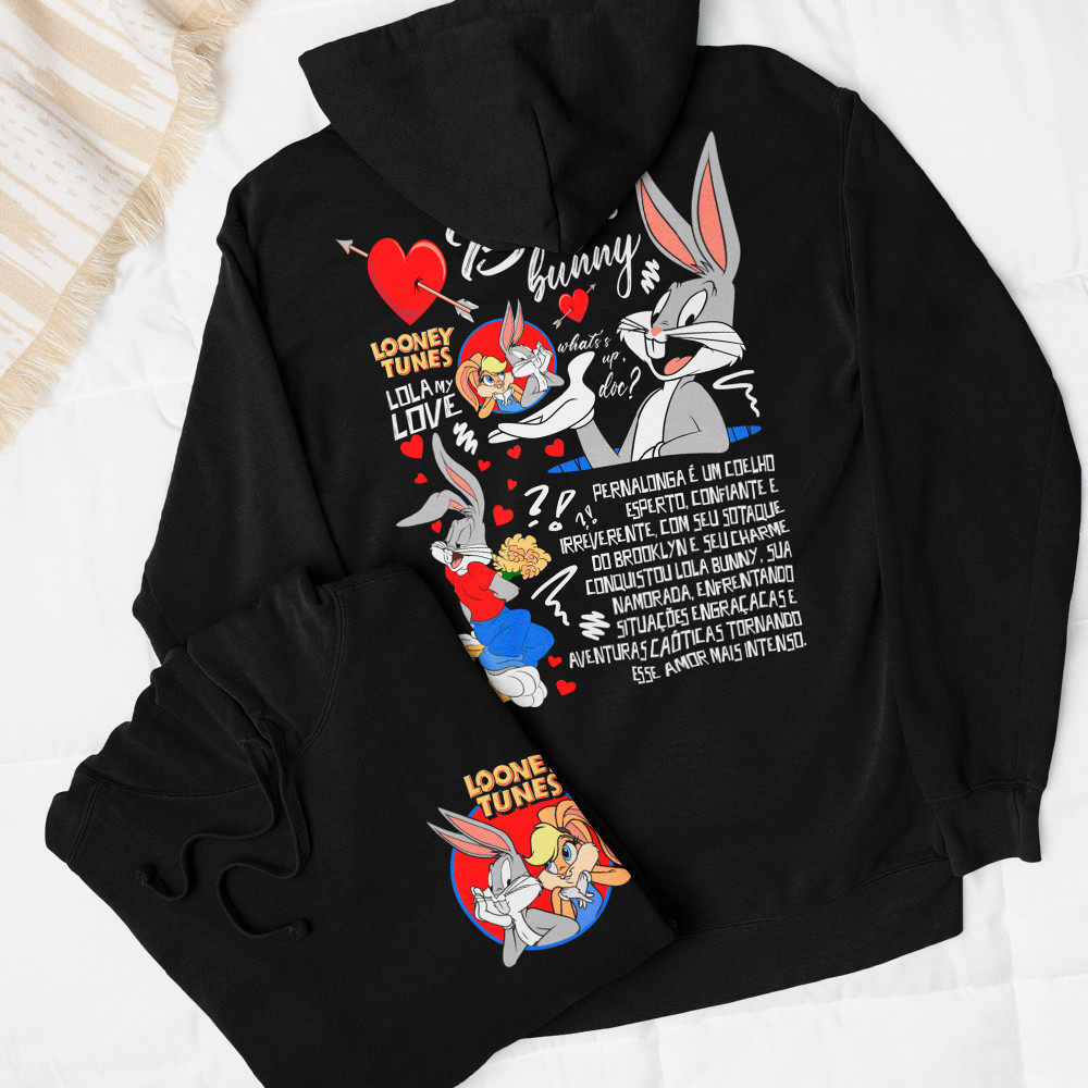 Detalhes do Moletom kit Casal Namorados Lola bunny Perna Longa Bugs Bunny Looney Tunes Blusa De Frio Algodão