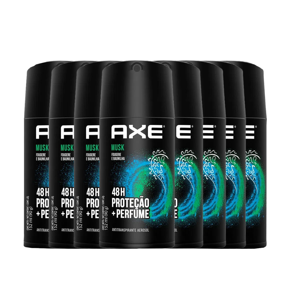 Kit Desodorante Antitranspirante Aerosol Axe Musk 90g  - 8 Unidades em Oferta na Shopee