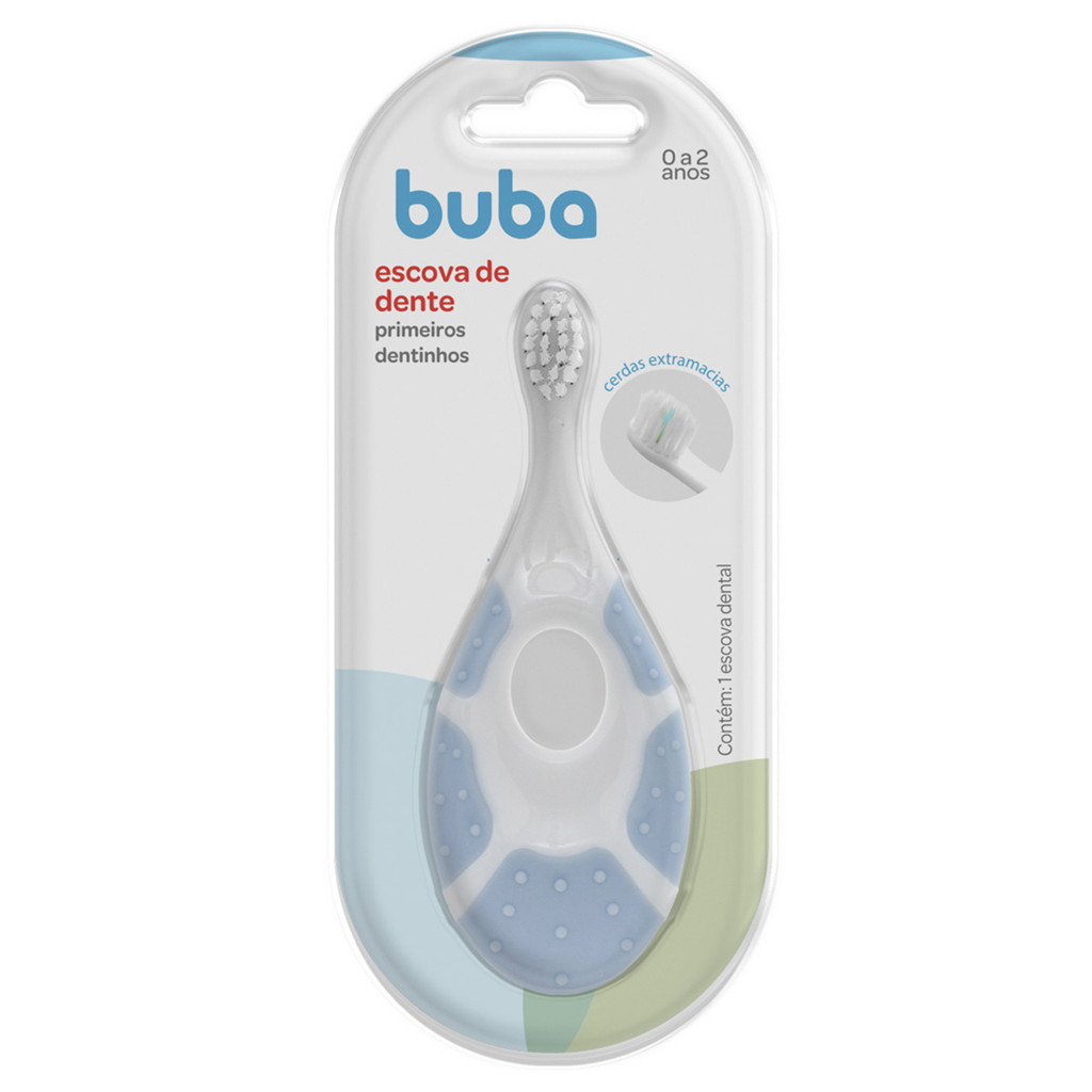 Escova de Dente Buba Primeiros Dentinhos Azul em Oferta na Shopee