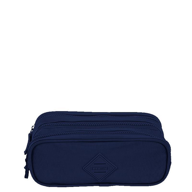 Estojo 3 Compartimentos Crinkle Azul em Oferta na Shopee