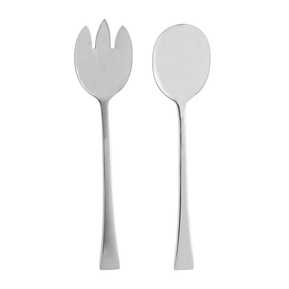 Kit Colher e Garfo para Salada Wolff Berna Aço Inox Talher Servir Utensílio Cozinha Mesa Casa Elegante Chique Requintado