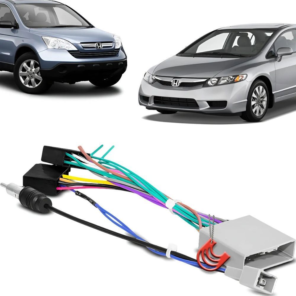 Chicote Radio Antena Conector Iso 16 Vias Adaptador Som +antena Civic 2007 a 2011 CRV 2009 a 2011