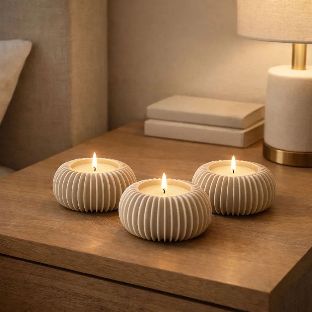 Porta Velas Decorativo Listras Moderno Minimalista para Sala Quarto Escritorio Acompanha Velas