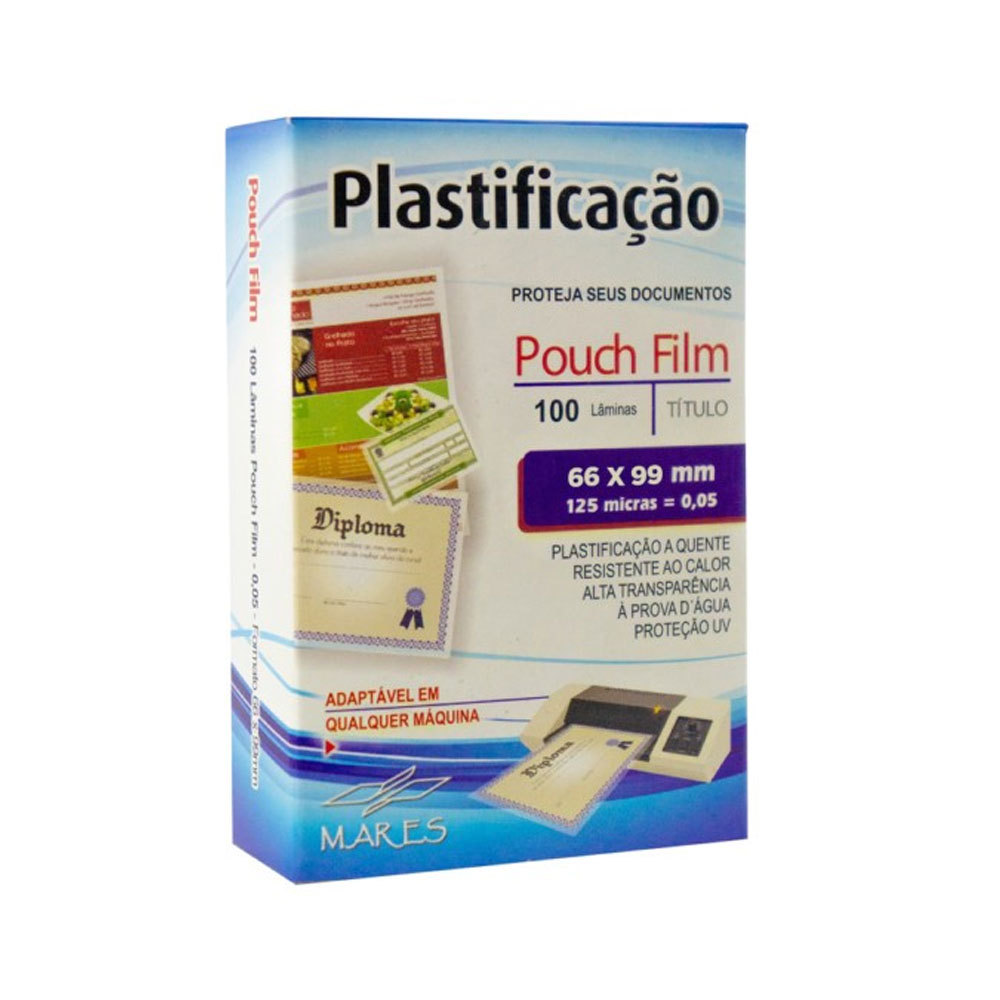 Pouch Film título de eleitor 66x99 0.05 com 100 unidades Mares