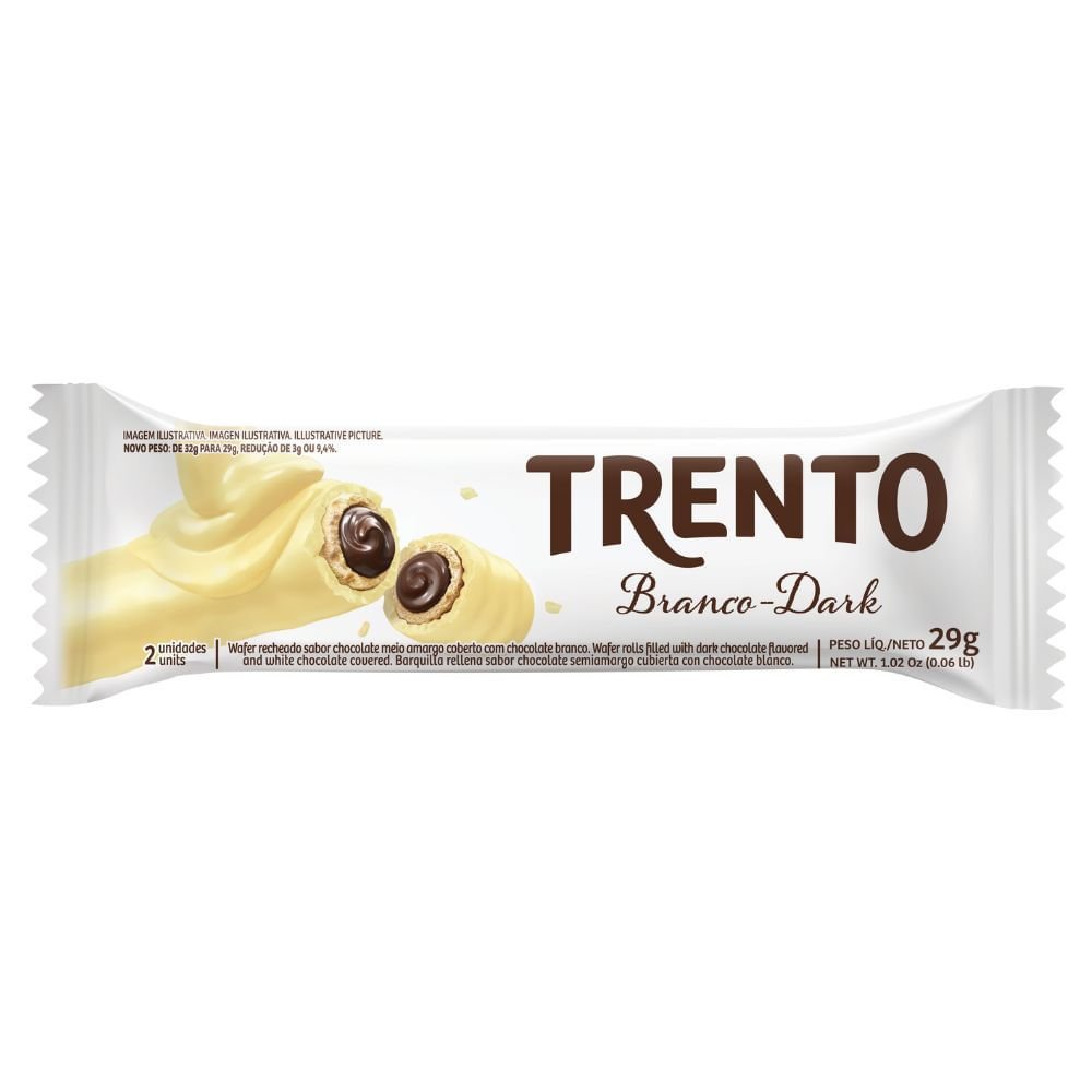 Chocolate Trento Branco Dark 29g em Oferta na Shopee