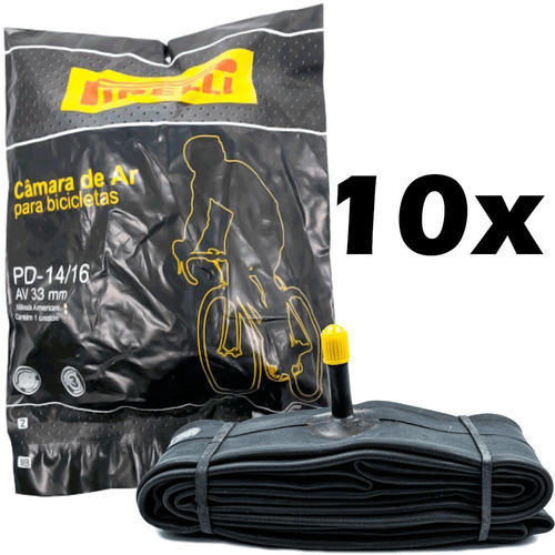 10x Câmara De Ar Aro Pd-14/16 Pirelli Bico Grosso 33mm Bike