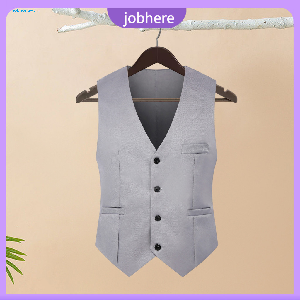 Single-breasted Button Closure Vest Warm Soft Men Jacket Men's Slim Fit Solid Color Suit V-neck Sleeveless Waistcoat Sin