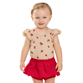 Conjunto Bebê Menina Cereja Com Calcinha Colorittá Marrom em Oferta na Shopee
