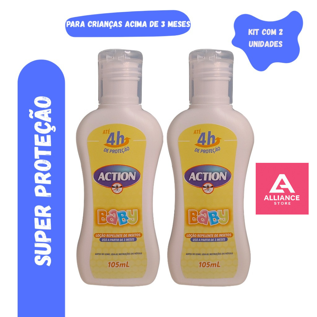 Repelente Infantil Action Baby 105ml Para Bebês Contra Mosquitos Dengue Zika Chikungunya Até 4h