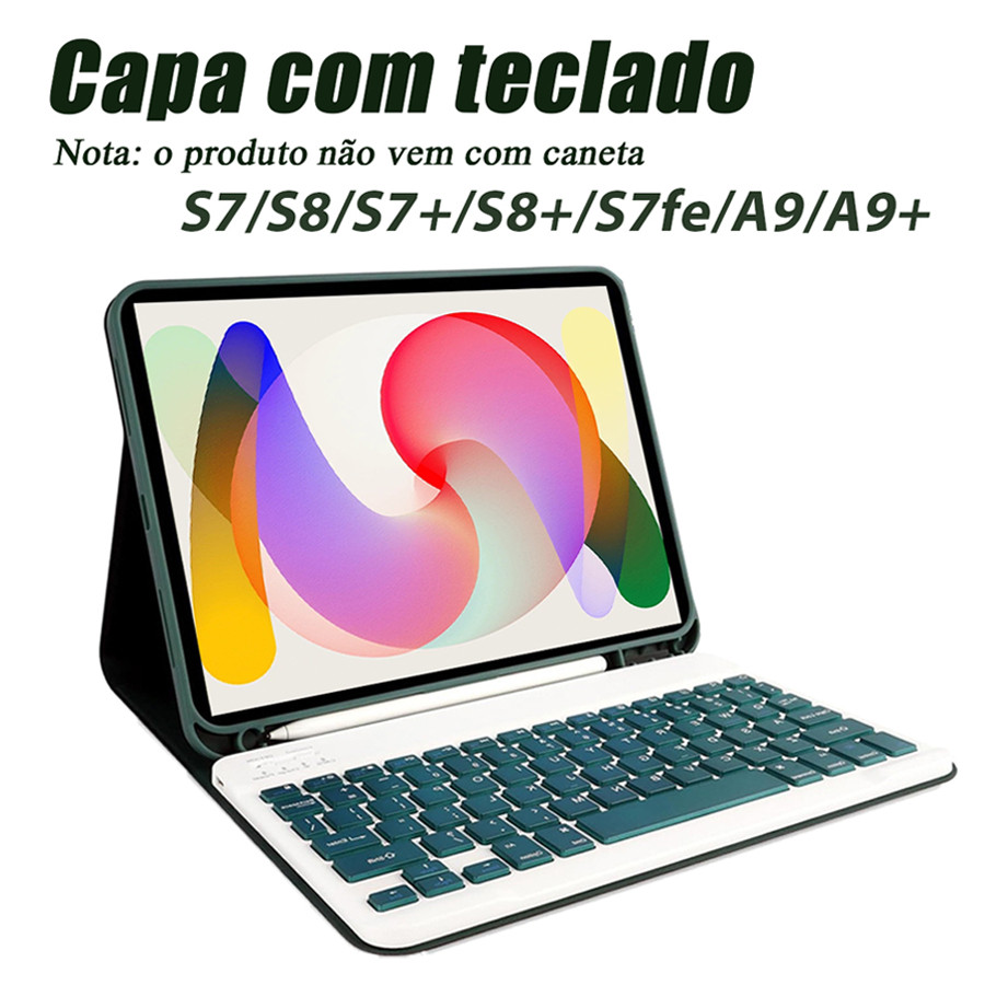 Capa Com Teclado Para Samsung Tab A7 10.4inch, A7 Lite 8,7inch, Tab A 8,0inch, Tab A  10,1inch