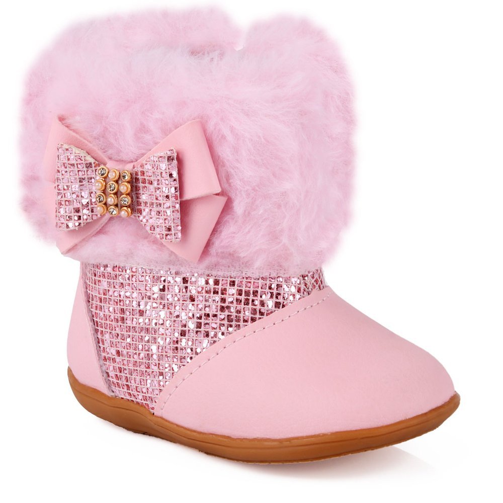 Bota Infantil Menina Bee Happy Docinho com Brilho e Pelo - Rosa