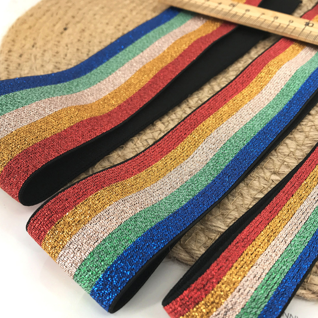 Cor do arco-íris engrossado elástico faixa de borracha larga roupas planas faixa de borracha calças elásticas acessórios